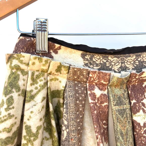 Vintage Roberto Cavalli Y2K Wool Patchwork Pleated Midi Skirt 40 Size 6 - Picture 8 of 16